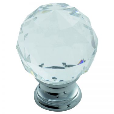 Click Here To Enlarge This Photo Of FTD670DCTC - Carlisle Brass Fingertip Design Crystal Faceted Knob with Finished Base 40mm Polished Chrome