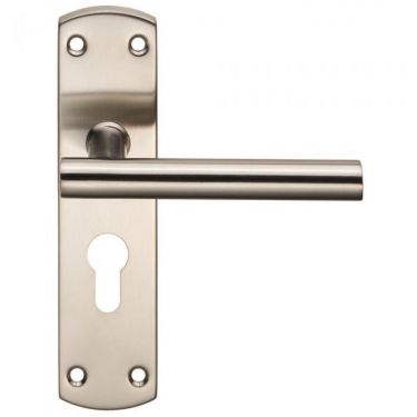 Click Here To Enlarge This Photo Of CSLP1164E&sol;SSS - Carlisle Brass Eurospec T-Bar Euro Profile &lpar;47&period;5mm&rpar; Lock Levers on 172 x 44mm Backplate Satin Stainless Steel