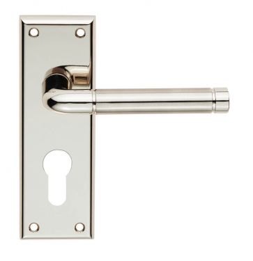 Click Here To Enlarge This Photo Of SZR041YPNSN - Carlisle Brass Serozzetta 'Quaranta' Lever on Euro Profile Backplate &lpar;47&period;5mm c&sol;c&rpar; Satin Nickel&sol;Polished Nickel