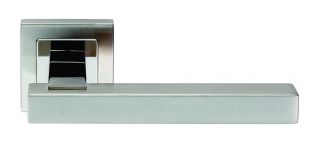 SSL1405DUO - Carlisle Brass Eurospec 'Renzo' Lever on Square Rose Dual Finish &lpar;G304&rpar; Satin Stainless Steel&sol;Polished Stainless Steel