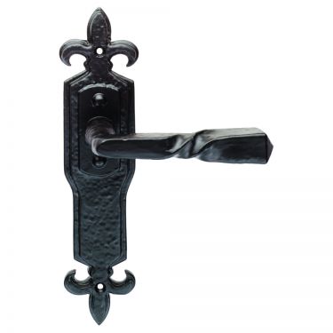 Click Here To Enlarge This Photo Of LF5114 - Carlisle Brass Ludlow Foundries Barley Twist Lever on Gothic Style Latch Back Plate Black Antique