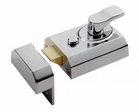 Click Here To Enlarge This Photo Of RCN8360PC - Carlisle Brass Eurospec Rim Cylinder Deadlocking Nightlatch 60mm c&sol;w Cylinder Polished Chrome