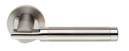Click Here To Enlarge This Photo Of SWL1010DUO - Carlisle Brass Eurospec 'Berna' Lever on Round Rose Dual Finish &lpar;G304&rpar; Satin Stainless Steel&sol;Polished Stainless Steel