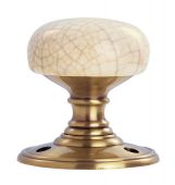 DK34ICFB - Carlisle Brass Delamain Porcelain Mortice Knobs &lpar;Ivory Crackle Glaze&rpar; on Florentine Bronze Face Fix Rose