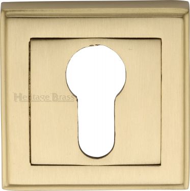 Click Here To Enlarge This Photo Of DEC7020-SB Heritage Brass Euro Profile Cylinder Escutcheon Satin Brass Finish