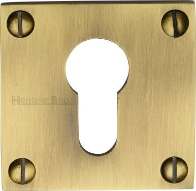 Click Here To Enlarge This Photo Of BAU1558-AT Heritage Brass Euro Profile Cylinder Escutcheon Antique Brass Finish