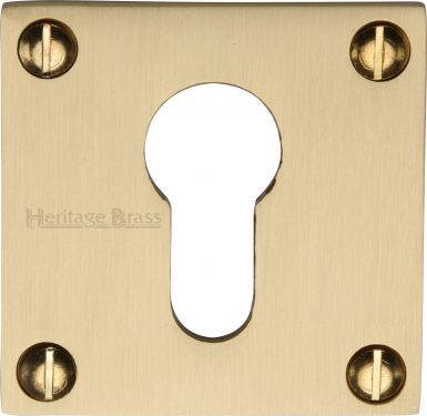Click Here To Enlarge This Photo Of BAU1558-SB Heritage Brass Euro Profile Cylinder Escutcheon Satin Brass Finish