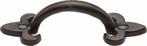 Click Here To Enlarge This Photo Of FB1092 102 M&period;Marcus Black Iron Rustic Cabinet Pull Fleur-De-Lys Design 102mm
