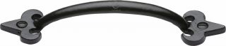 FB1092 152 M&period;Marcus Black Iron Rustic Cabinet Pull Fleur-De-Lys Design 152mm