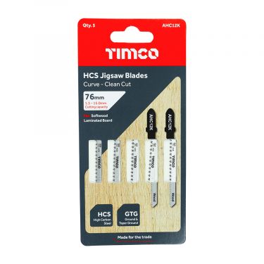 Click Here To Enlarge This Photo Of TIMCO AHC12K - 5pcs HCS Jigsaw Blades for Wood &lpar;T101AO Bosch equiv&period;&rpar;