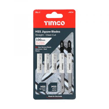Click Here To Enlarge This Photo Of TIMCO AK14 - 5pcs HSS Jigsaw Blades for Metal &lpar;T127D Bosc equiv&period;&rpar;