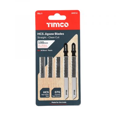 Click Here To Enlarge This Photo Of TIMCO AHC12 - 5pcs HCS Jigsaw Blades for Wood &lpar;T101B Bosch equiv&period;&rpar;