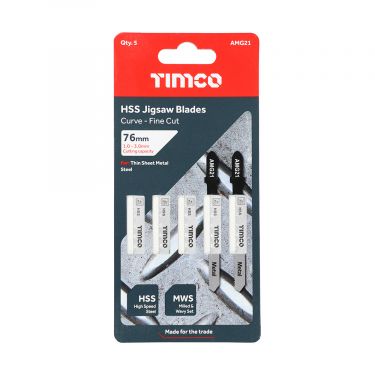 Click Here To Enlarge This Photo Of TIMCO AMG21 - 5pcs HSS Jigsaw Blades for Metal &lpar;T218A Bosc equiv&period;&rpar;