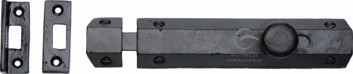 Click Here To Enlarge This Photo Of FB1685 152 M&period;Marcus Black Iron Rustic Door Bolt Flat 6"