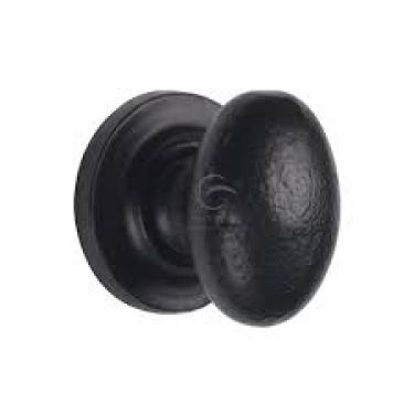 Click Here To Enlarge This Photo Of FB179 38 M&period;Marcus Black Iron Rustic Cabinet Knob on Round Plate Oval Design 38mm