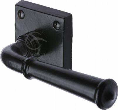 Click Here To Enlarge This Photo Of FB1933 M&period;Marcus Black Iron Rustic Door Handle Lever Latch on Square Rose Claverley Design