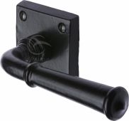 FB1933 M&period;Marcus Black Iron Rustic Door Handle Lever Latch on Square Rose Claverley Design
