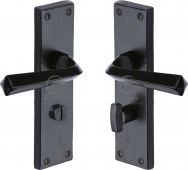 FB2530 M&period;Marcus Black Iron Rustic Door Handle Bathroom Set Bridgnorth Design
