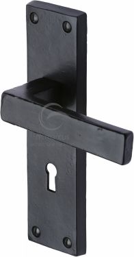 Click Here To Enlarge This Photo Of FB3100 M&period;Marcus Black Iron Rustic Door Handle Lever Lock Cheswell Design