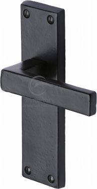 Click Here To Enlarge This Photo Of FB3110 M&period;Marcus Black Iron Rustic Door Handle Lever Latch Cheswell Design