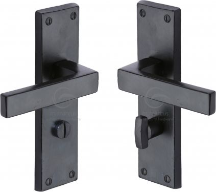 Click Here To Enlarge This Photo Of FB3130 M&period;Marcus Black Iron Rustic Door Handle Bathroom Set Cheswell Design