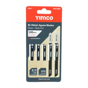 Click Here To Enlarge This Photo Of TIMCO AHC12RBI - 5pcs Bi-Metal Jigsaw Blades for Wood &lpar;T101BRF Bosch equiv&period;&rpar;