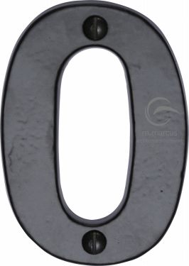 Click Here To Enlarge This Photo Of FB351 0 M&period;Marcus Black Iron Rustic Numeral 0 Face Fix 76mm &lpar;3"&rpar;