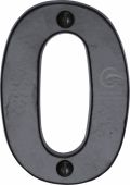 FB351 0 M&period;Marcus Black Iron Rustic Numeral 0 Face Fix 76mm &lpar;3"&rpar;