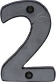 FB351 2 M&period;Marcus Black Iron Rustic Numeral 2 Face Fix 76mm &lpar;3"&rpar;