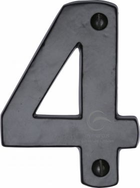 Click Here To Enlarge This Photo Of FB351 4 M&period;Marcus Black Iron Rustic Numeral 4 Face Fix 76mm &lpar;3"&rpar;