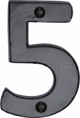 Click Here To Enlarge This Photo Of FB351 5 M&period;Marcus Black Iron Rustic Numeral 5 Face Fix 76mm &lpar;3"&rpar;