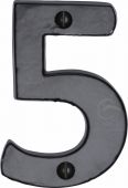 FB351 5 M&period;Marcus Black Iron Rustic Numeral 5 Face Fix 76mm &lpar;3"&rpar;