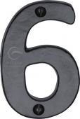 FB351 6 M&period;Marcus Black Iron Rustic Numeral 6 Face Fix 76mm &lpar;3"&rpar;