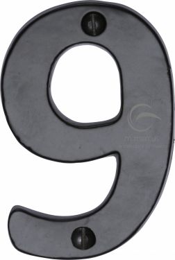 Click Here To Enlarge This Photo Of FB351 9 M&period;Marcus Black Iron Rustic Numeral 9 Face Fix 76mm &lpar;3"&rpar;