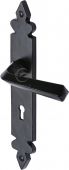 FB3600 M&period;Marcus Black Iron Rustic Door Handle Lever Lock Ironbridge Design