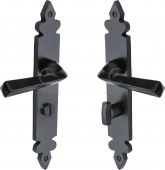 FB3630 M&period;Marcus Black Iron Rustic Door Handle Bathroom Set Ironbridge Design