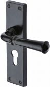 FB3748 M&period;Marcus Black Iron Rustic Door Handle Euro Profile Plate Ashfield Design