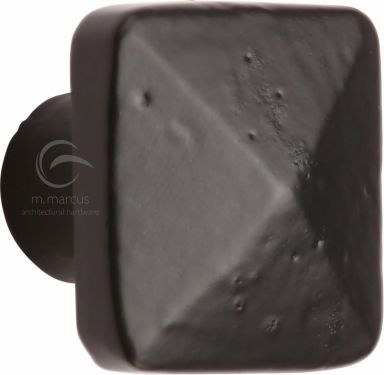 Click Here To Enlarge This Photo Of FB390 32 M&period;Marcus Black Iron Rustic Cabinet Knob Square Pyramid Design 32mm