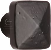 FB390 32 M&period;Marcus Black Iron Rustic Cabinet Knob Square Pyramid Design 32mm