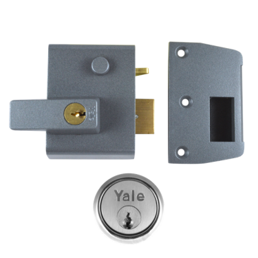 Click Here To Enlarge This Photo Of 2569 - YALE No&period;2 Auto Deadlocking Nightlatch 40mm Dull Metal Grey c&sol;w Satin Chrome cylinder