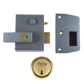 2573 - YALE No&period;2 Auto Deadlocking Nightlatch 40mm Dull Metal Grey c&sol;w Polished Brass cylinder