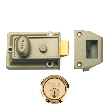 Click Here To Enlarge This Photo Of 2581 - YALE 77 Non-Deadlocking Traditional Nightlatch 60mm Nickel Bronze Enamelled c&sol;w Polished Brass cylinder