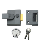 2631 - YALE 84 Non-Deadlocking Nightlatch 40mm Dull Metal Grey c&sol;w Satin Chrome cylinder