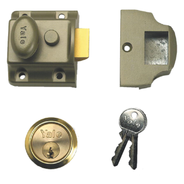 Click Here To Enlarge This Photo Of 2652 - YALE 723 Deadlocking Traditional Nightlatch 40mm Green c&sol;w Polished Brass cylinder