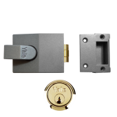 2655 - YALE 81 Rollerbolt Nightlatch 60mm Dull Metal Grey c&sol;w Polished Brass cylinder