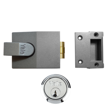 Click Here To Enlarge This Photo Of 2657 - YALE 81 Rollerbolt Nightlatch 60mm Dull Metal Grey c&sol;w Satin Chrome cylinder