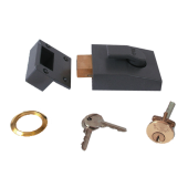 2658 - YALE 82 Deadbolt Nightlatch 60mm Dull Metal Grey c&sol;w Polished Brass cylinder