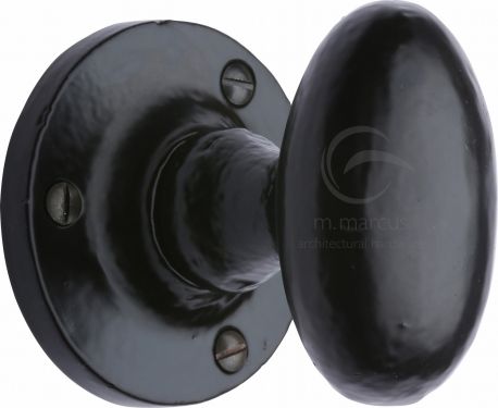 Click Here To Enlarge This Photo Of FB4555 M&period;Marcus Black Iron Rustic Mortice Knob on Rose Knowle Design