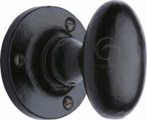 FB4555 M&period;Marcus Black Iron Rustic Mortice Knob on Rose Knowle Design
