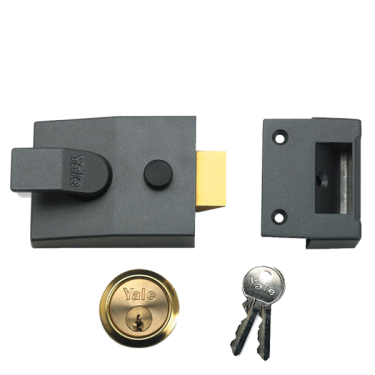 Click Here To Enlarge This Photo Of 9022 - YALE 88 Non-Deadlocking Nightlatch 60mm Dull Metal Grey c&sol;w Polished Brass cylinder